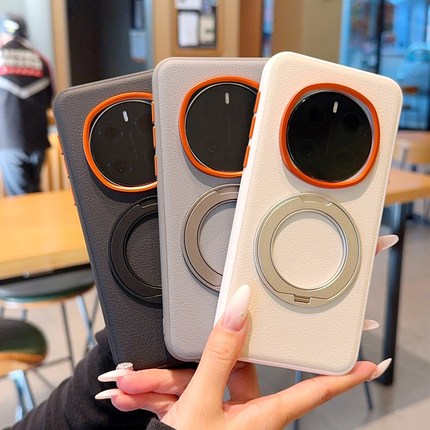适用于荣耀Magic7Pro手机壳磁吸旋转支架荣耀magic7镜头红圈金属按键荣耀magic6新款荔枝纹魔术6Pro保护套