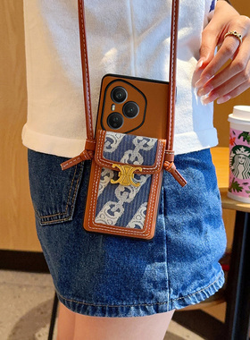 适用于荣耀400Pro手机壳高端潮牌蓝色高级感棕色荣耀400新款荣耀400pro斜挎背带挂绳DNN-AN00保护套情侣