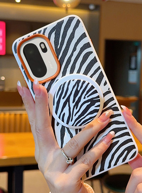 适用于一加Ace6手机壳新款防摔磁吸气囊支架1+ace6斑马纹高档橙色金属镜头一加ace6创意按键全包oneplus外壳