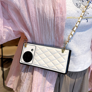 奢华新款 适用于vivoxfold手机壳菱格小香风斜挎链条vivo 背带式 Fold2折叠高级感日韩ins女xflip防摔xfold