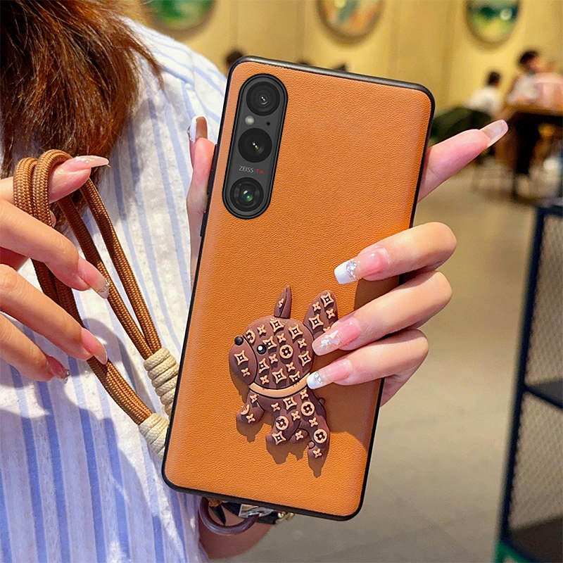 适用于索尼Xperia 1V手机壳复古老花狗狗xperia10vi保护壳编织绳手提索尼Xperia 1vi高级Xperia 5V防摔潮牌