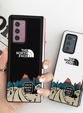 适用于潮牌北面三星fold2手机壳 Z Fold3限量折叠屏w22皮纹壳zflip三星w20 5G个性三星w21防摔f9000男