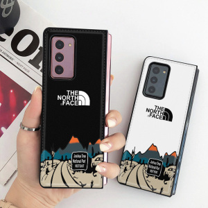 适用于潮牌北面三星fold2手机壳 Z Fold3限量折叠屏w22皮纹壳zflip三星w20 5G个性三星w21防摔f9000男