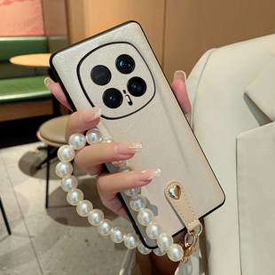 适用于荣耀Magic8RSR保时捷手机壳蚕丝纹高端珍珠手链魔术8proair奢华腕带式保护套magic8rsr高级外壳时尚