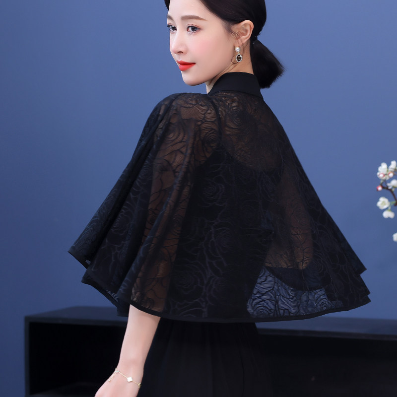 蕾丝防晒小披肩2023新款女配连衣裙子高级感罩衫开斗篷外搭空调衫