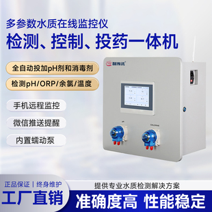 游泳池在线水质监控仪检测PH余氯ORP电磁计量泵投药泵集成系统