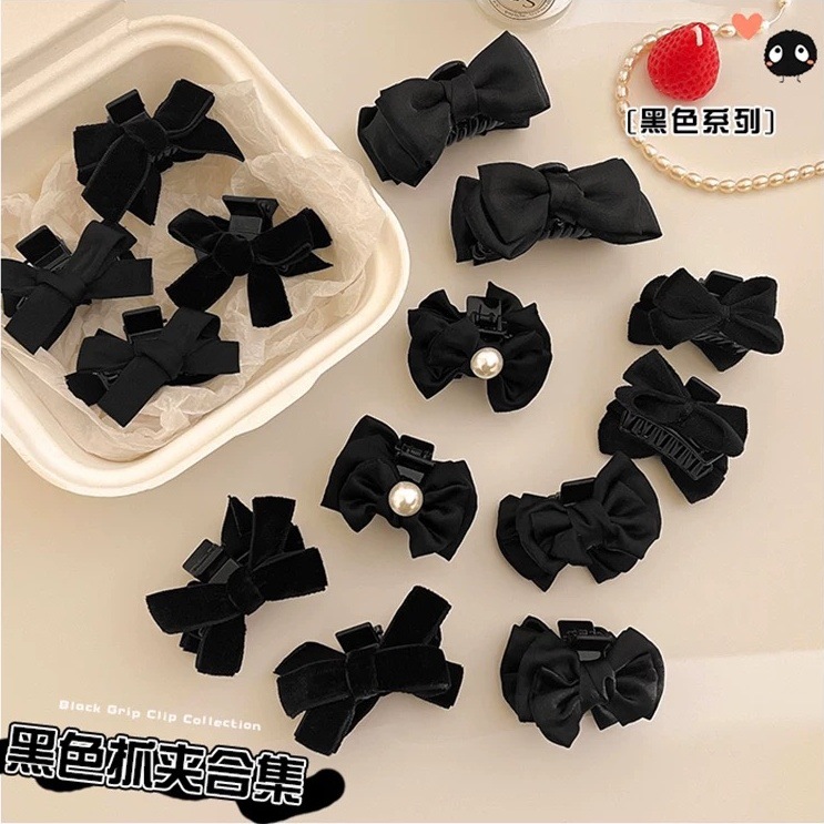 黑色小香风蝴蝶结发夹女2025新款公主头小号抓夹侧边刘海碎发头饰