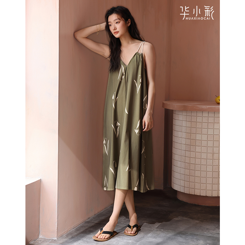 吊带睡裙女夏纯棉性感可外穿长款