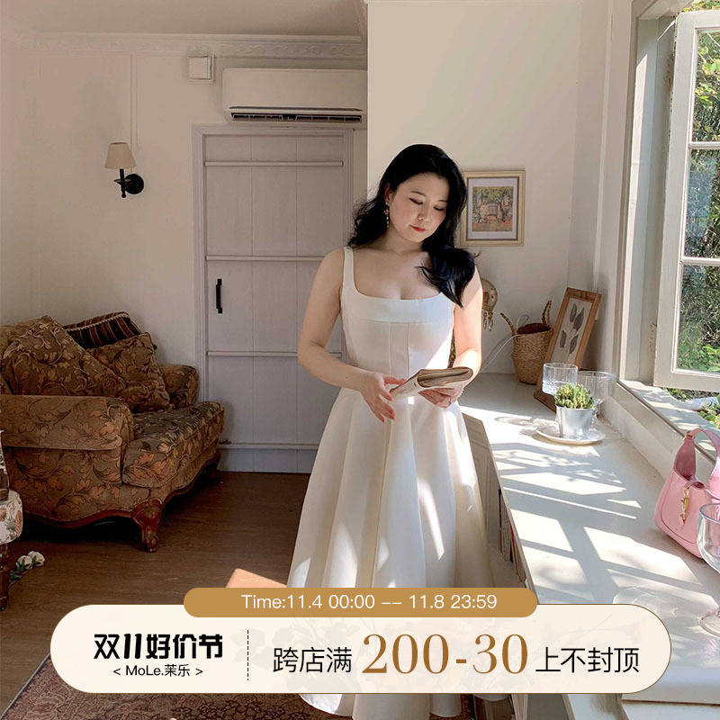 ML茉乐大码微胖2023新款连衣裙吊带高级感轻奢百搭收腰遮肉礼服裙