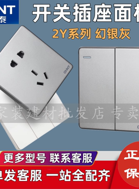 正泰开关插座面板2Y灰色暗装家用86型家装五孔一开双控空调电脑插