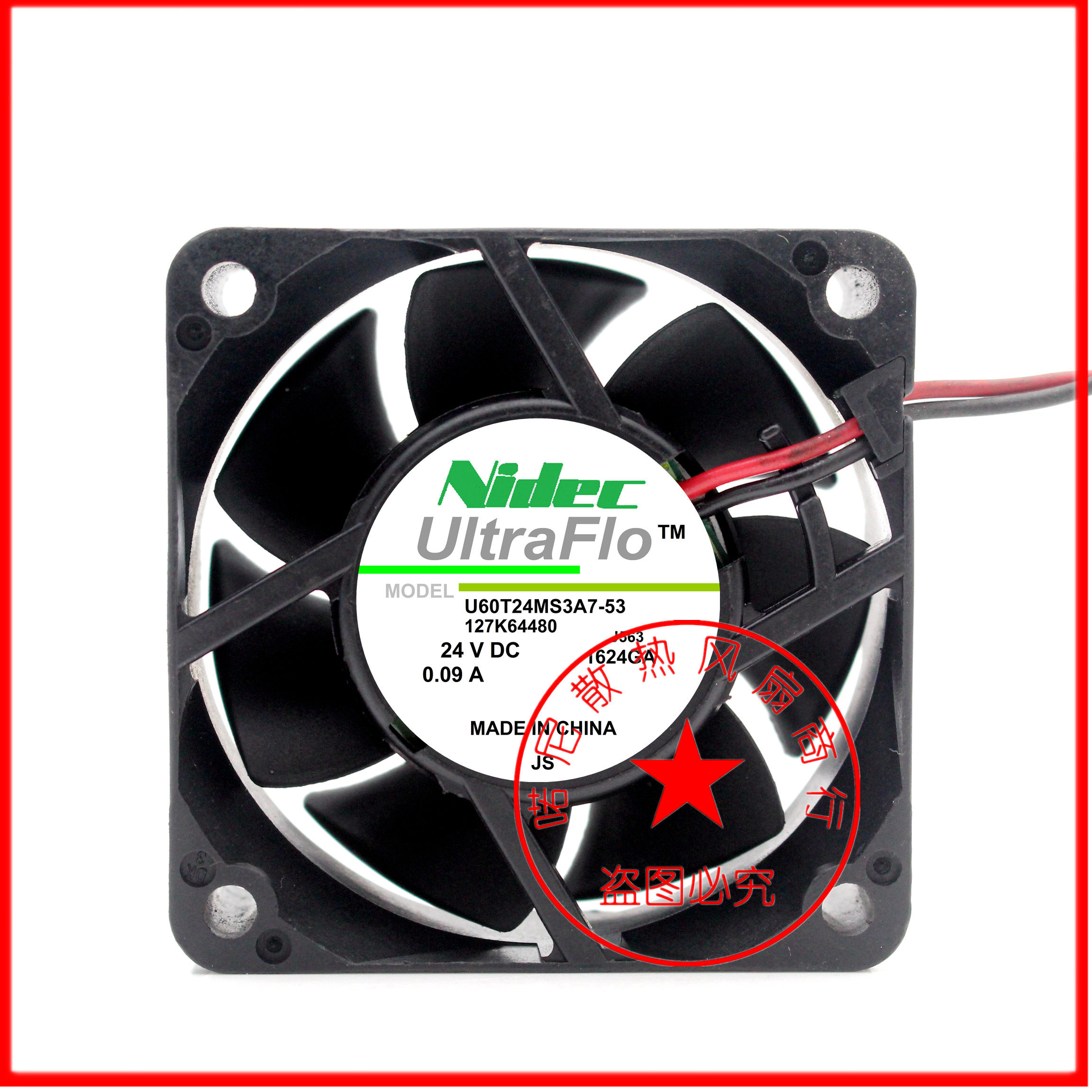 NIDEC U60T24MS3A7-51/53J564 24V散热0.09A风扇6025 U60T24MS3A7