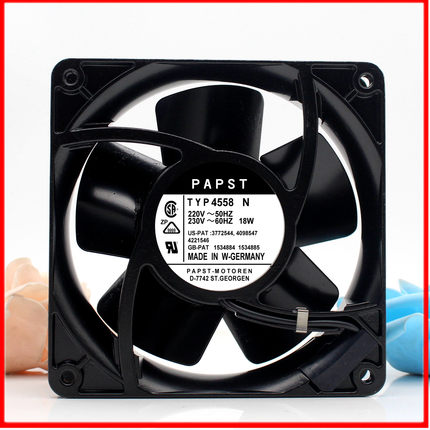 TYP4558N 220V 18W 120*120*38MM PAPST 12038 风扇 12CM 全金属