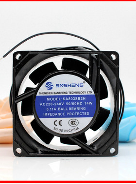 三胜SNSHENG SA8038B2H AC220-240V 14W 0.11A机柜静音风扇风机