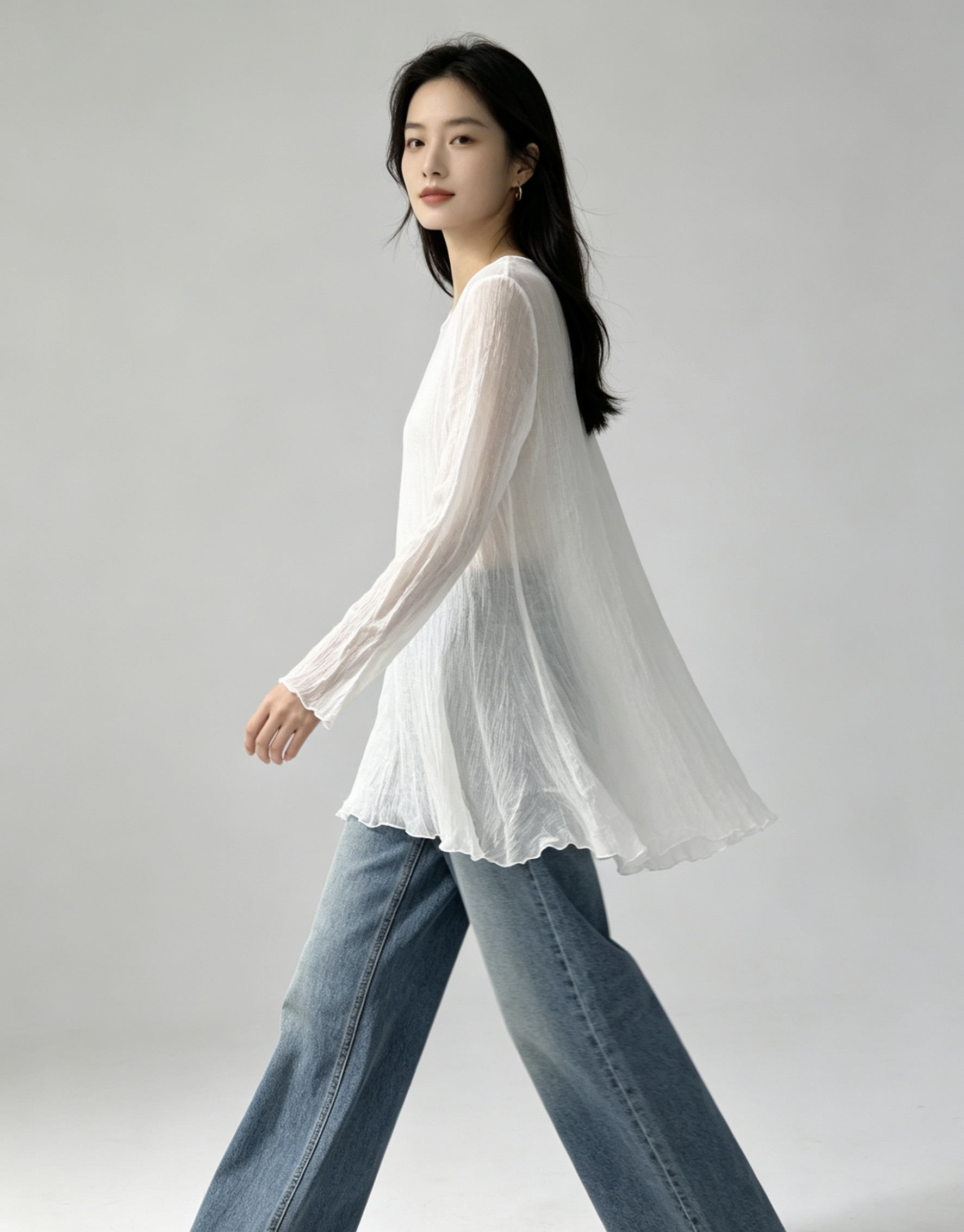 2025夏季新品薄款纯色真丝套头上衣桑蚕丝套头衫防晒罩衫上衣