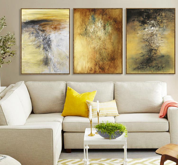 赵无极别墅入户新中式风抽象画