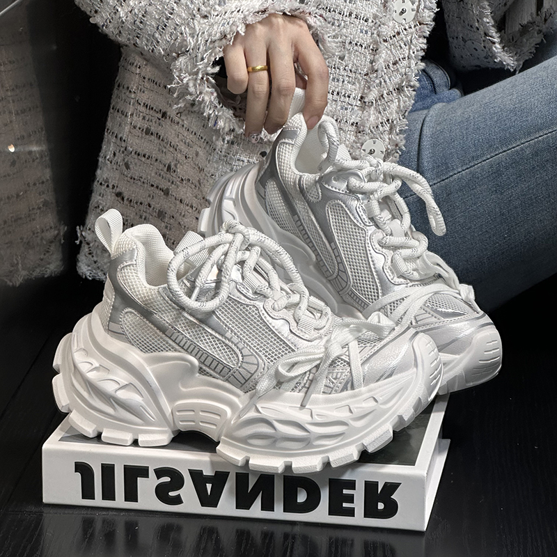 真皮绑带厚底老爹鞋女