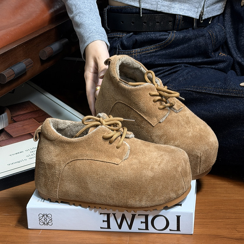 复古真皮大头面包鞋女厚底松糕丑萌勃肯鞋小个子内增高加绒乐福鞋,女鞋,松糕（摇摇）鞋,淘宝优惠券,粉丝福利购,淘宝优惠卷