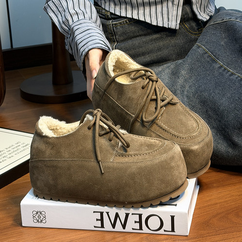 复古真皮丑萌大头勃肯鞋女厚底