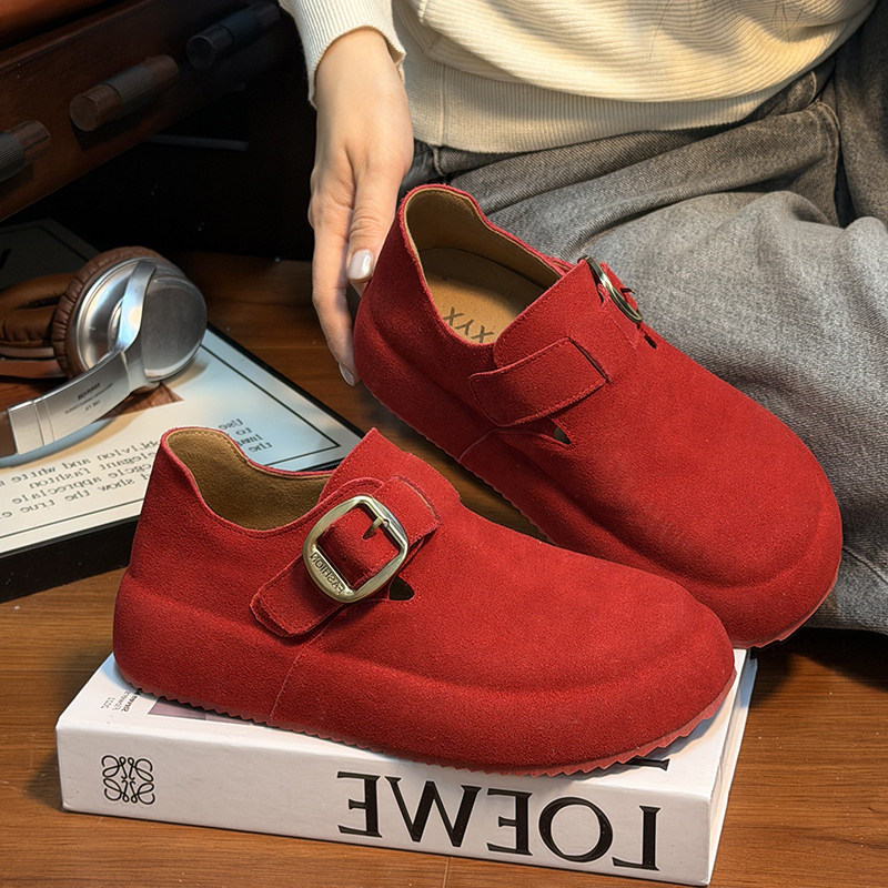 复古真皮大头丑萌勃肯鞋女厚底松糕面包鞋小个子增高休闲鞋乐福鞋,女鞋,勃肯鞋/软木鞋,淘宝优惠券,粉丝福利购,淘宝优惠卷