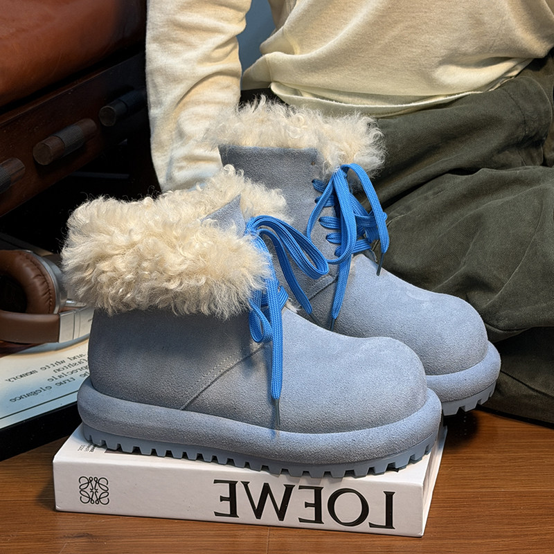磨砂真皮羊毛大头厚底雪地靴女2025冬季新款加绒保暖增高勃肯短靴,女鞋,时尚雪地靴,淘宝优惠券,粉丝福利购,淘宝优惠卷