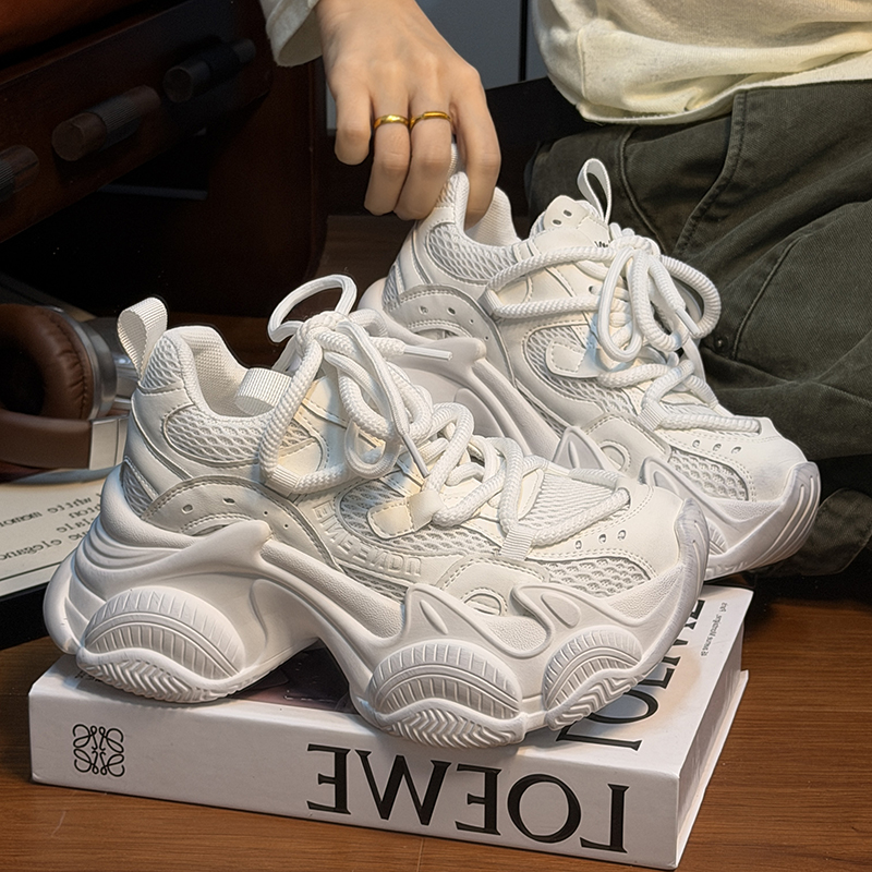 欧货真皮系带松糕厚底老爹鞋女