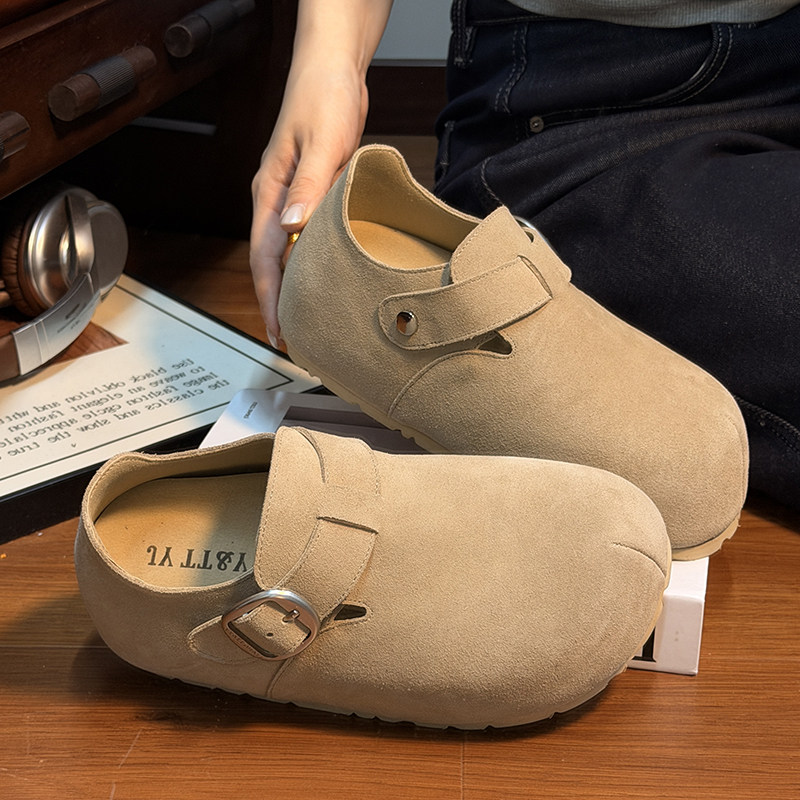 磨砂真皮复古厚底勃肯鞋女丑萌大头面包鞋一脚蹬休闲懒人鞋乐福鞋,女鞋,勃肯鞋/软木鞋,淘宝优惠券,粉丝福利购,淘宝优惠卷