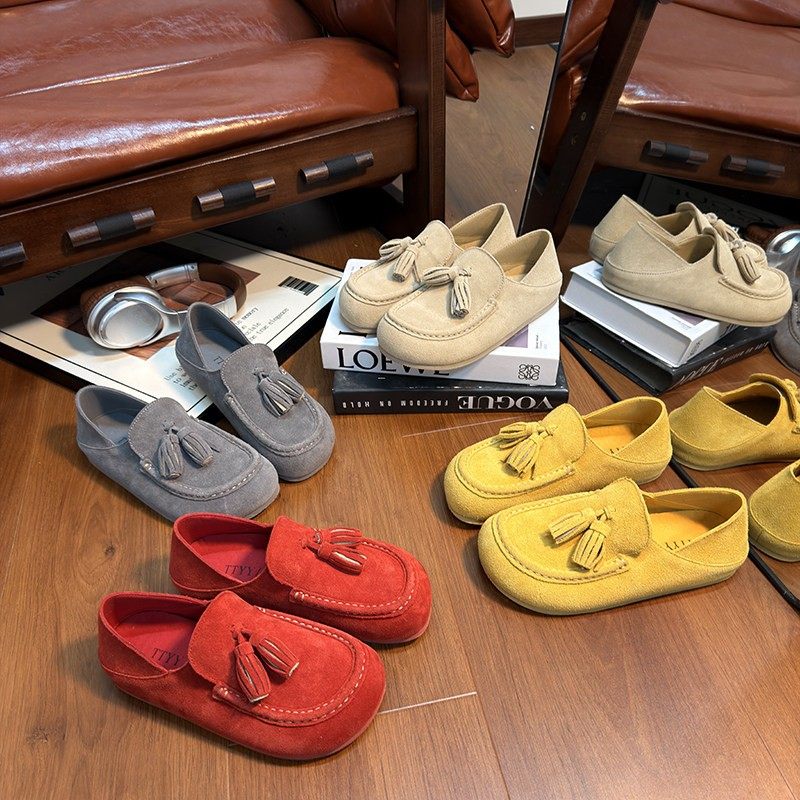 磨砂真皮流苏平底勃肯鞋女小皮鞋英伦风百搭一脚蹬懒人乐福鞋单鞋,女鞋,乐福鞋（豆豆鞋）,淘宝优惠券,粉丝福利购,淘宝优惠卷
