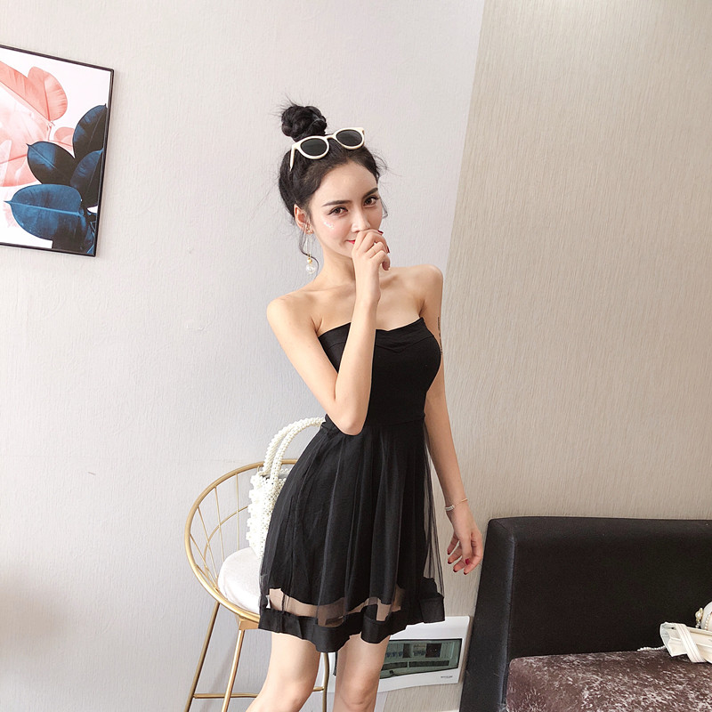 夜场KTV公主服技师工作服性感裹胸修身大摆短裙子蓬蓬直播连衣裙