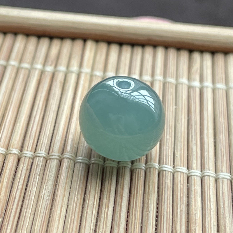 【天然翡翠散珠】正品A货蓝水圆珠冰种蓝绿11.8mm散珠DIY玉石配珠