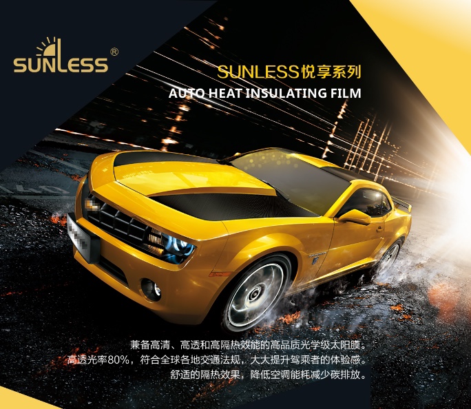 汽车贴膜sunless太阳膜悦享系列yx7095浅蓝全车高清隔热膜