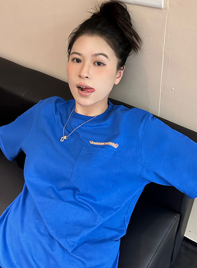 正确版夏天潮流短袖C.H.梵文t恤纯棉套头宽松美式圆领