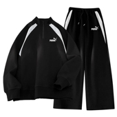 男宽松大码 半拉链春秋套装 运动休闲两件套潮 一折专区 品牌清仓