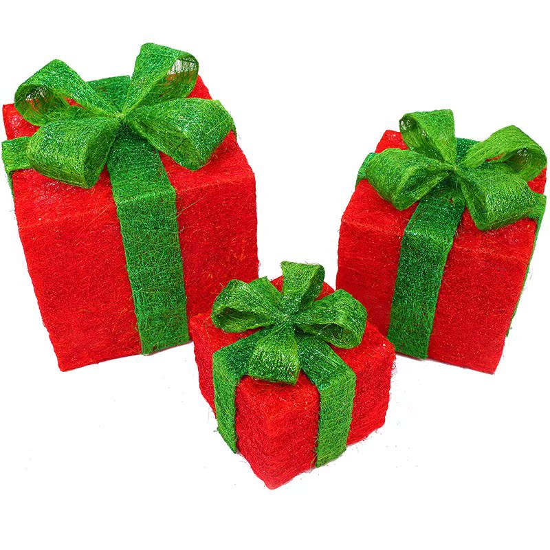 圣诞节装饰品圣诞礼盒圣诞树装饰品礼物盒麻丝礼品盒礼品摆件