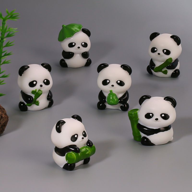 仿真熊猫摆件动物公仔摆件汽车装饰品配件汽车桌面微景观小饰品