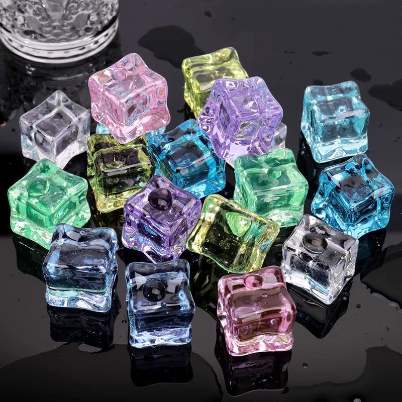 瑞幸杯子养鱼装饰亚克力仿真冰块透明蓝色冰块鱼缸手工饰品配件