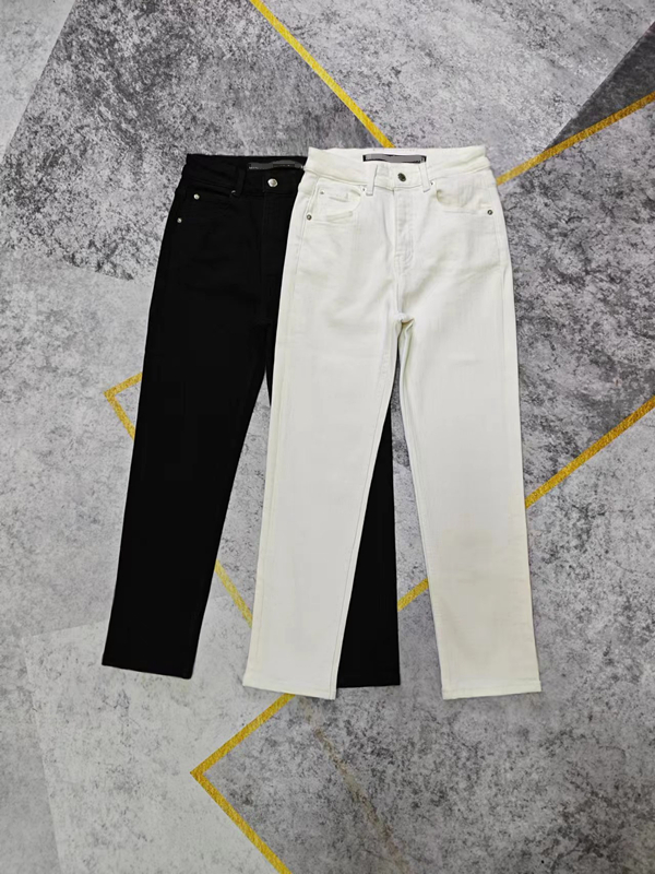 欧美弹力薄绒黑色烟管裤牛仔裤