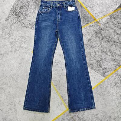 法系牛仔裤 全棉复古喇叭裤 高腰显腿长微喇裤 水洗休闲裤 马蹄裤