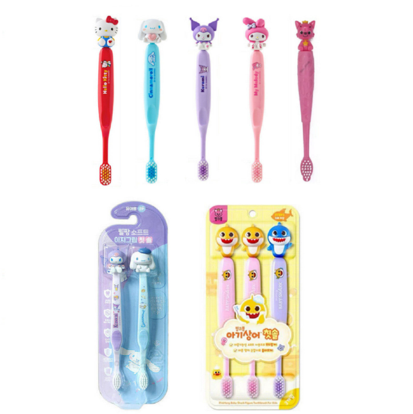 用品 卡通牙刷三丽鸥&pinkfong&鲨鱼宝宝 多种图案任选 36+