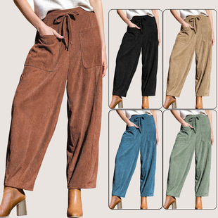 子Women 宽松显瘦阔腿裤 corduroy pants 女装 harem 灯芯绒哈伦裤