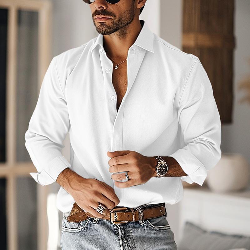 Business casual long-sleeved shirt商务休闲加厚长袖衬衫英伦男