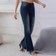 straight 女装 leg Stretch denim pants高腰弹力时尚 直筒牛仔长裤