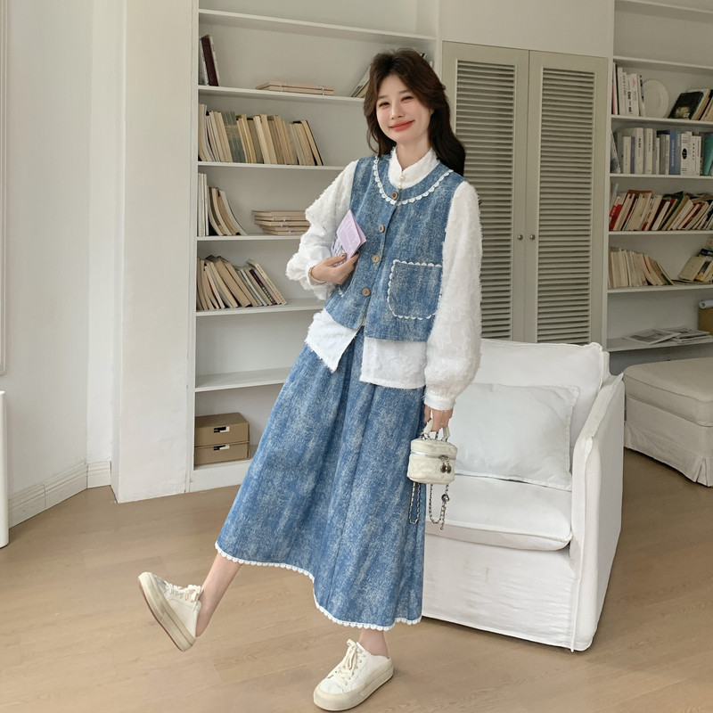 【新品】26春小清新牛仔提花套装三件套2C251-6901-P185-K298,女装套装/套裙,2C251