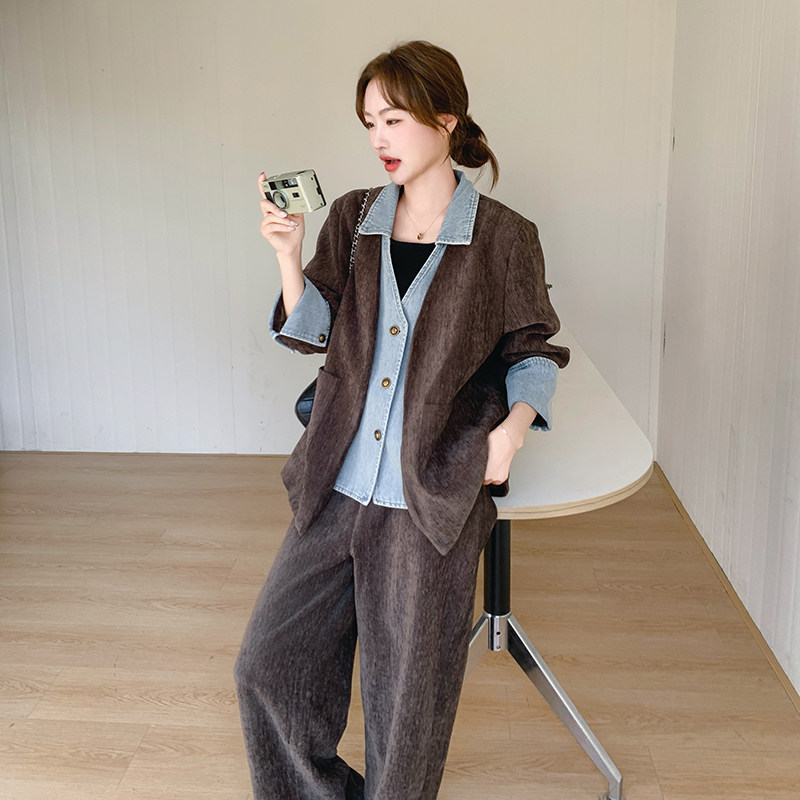 【】26春韩系假两件牛仔两件套2C251-6685-P185-K258,女装套装/套裙,2C251