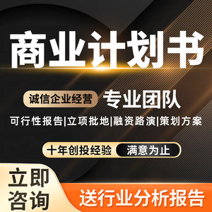 商业计划书可行性研究报告策划方案项目立项申报创业融资PPT