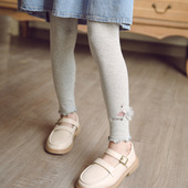 灰色女宝宝纯棉长裤 女童打底裤 新款 外穿洋气儿童打底裤 子 春秋薄款