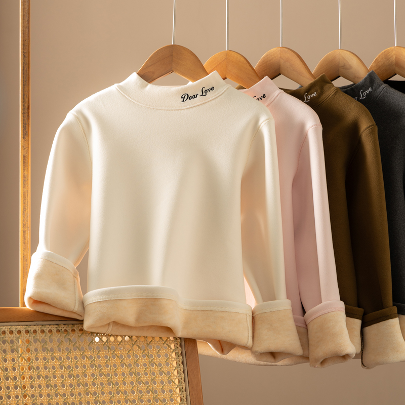 小脸彤红德绒秋冬半高领打底衫