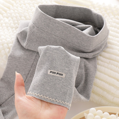 小脸彤红纯棉螺纹薄款打底裤