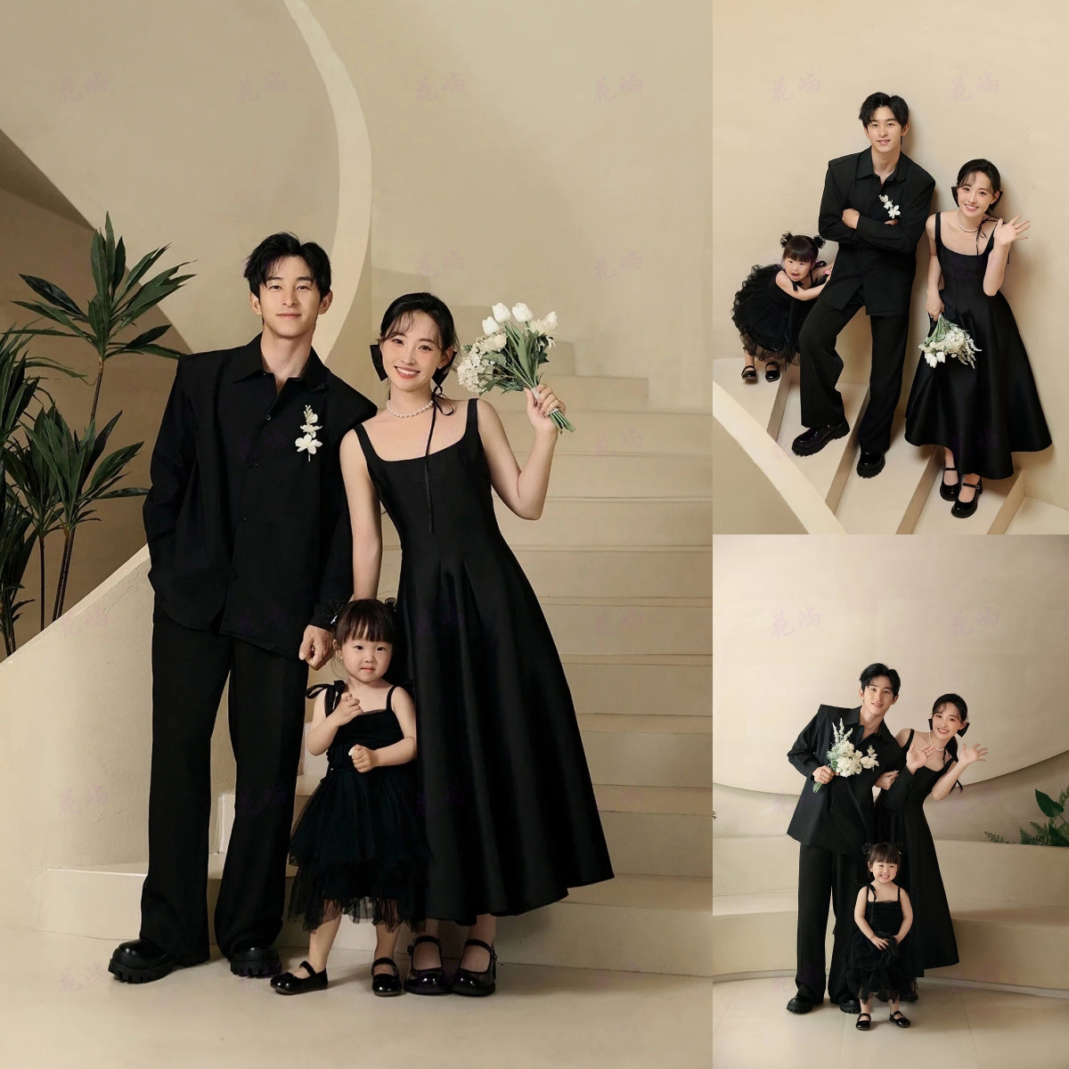 精品亲子装全家福摄影服装家庭装