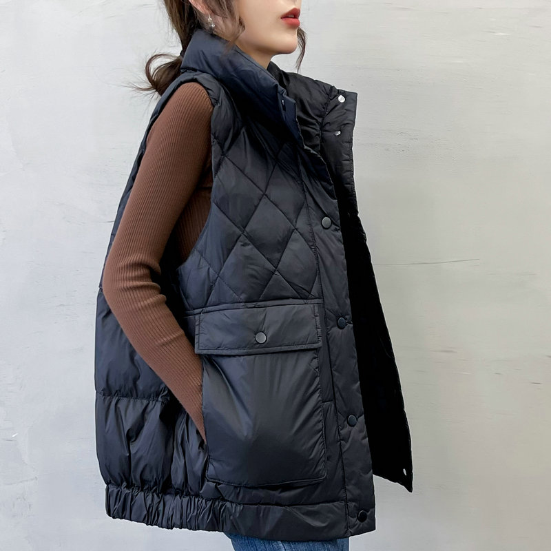 欧版宽松大码轻薄羽绒棉马甲女