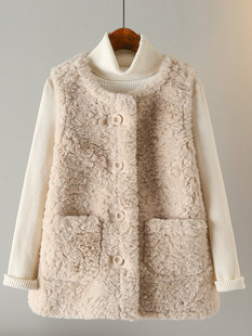 宽松显瘦仿羊羔毛皮毛一体马夹外搭女秋冬季新款保暖气质马甲背心